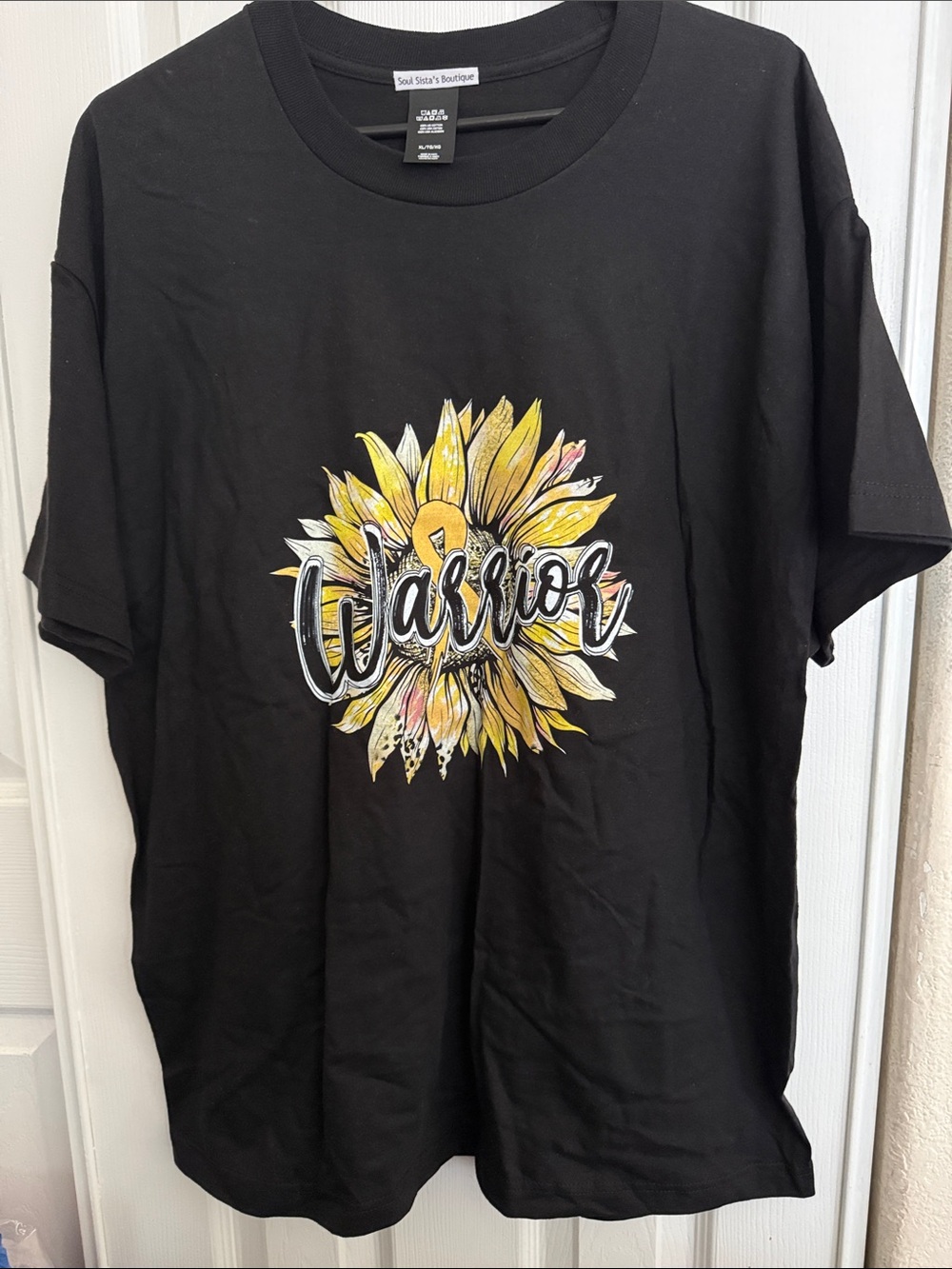 Black Graphic 'Warrior' Sunflower Tee